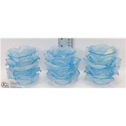 6 BLUE VINTAGE MATCHING CANDLE HOLDERS