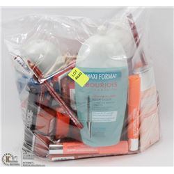 BAG OF BEAUTY PRODUCTS AND MAKEUP