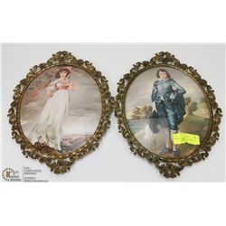 ITALIAN FRAMED BLUE BOY AND PINKIE SET.