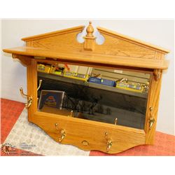 CABELAS MIRRORED OAK COAT RACK.