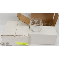 SET OF 8 SEAGRAMS VO WHISKEY ETCHED GLOBE TUMBLERS