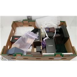 BOX OF VARIOUS JEWELRY CASES AND MORE