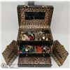 Image 1 : LARGE BLACK AND LEOPARD JEWELRY CASE FILLED