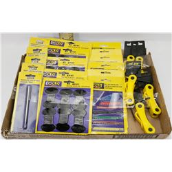 FLAT OF SOLDER WIRE, JIG SAW BLADES, AND MORE