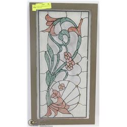 FRAMED STAINED GLASS ART PIECE - 12"W X 22"H.