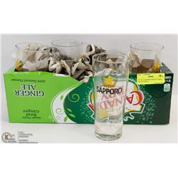 SET OF 4 SAPPORO BEER GLASSES. COLLECTIBLES