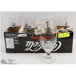 SET OF 4 'BLANCHE DE CHAMBLY' BEER GOBLETS.