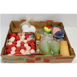 LARGE FLAT OF CANDLES AND MORE