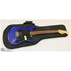 ELECTRIC SQUIRE BALLET BLUE GUITAR WITH SOFT CASE.