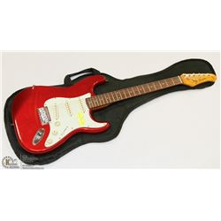 ELECTRIC JAY TURSER RED GUITAR WITH SOFT CASE.