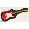 Image 1 : ELECTRIC JAY TURSER RED GUITAR WITH SOFT CASE.