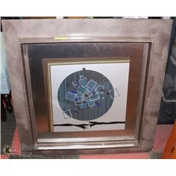 METAL ABSTRACT FRAMED PICTURE W/ARTIST