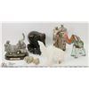 Image 1 : 7 ELEPHANTS GLASS , STONE EBONY &PORCELAIN