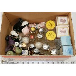 3) BOX OF VINTAGE SALT & PEPPER SHAKERS.