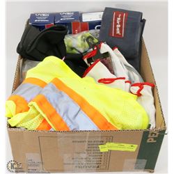 BOX WITH NEW PPE INCL. GLOVES, SAFETY