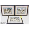 Image 1 : LOT OF 3 SMALL MATTED FRAMED WOLF PRINTS.