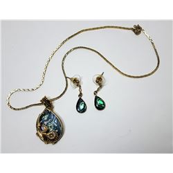 24) GOLD TONE & BLUE-GREEN ABALONE