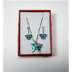 27 - SILVER TONE & BLUE ABALONE