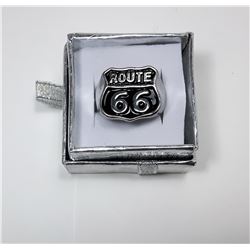 10 - ROUTE 66 RHODIUM PLATED & BLACK