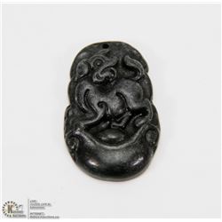#111-BLACK OBSIDIAN JADE PENDANT CHINESE ZODIAC