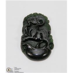 #109-BLACK OBSIDIAN JADE PENDANT CHINESE ZODIAC