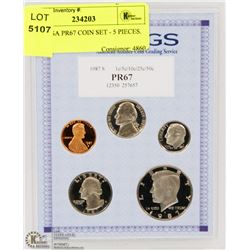 1987S USA PR67 COIN SET - 5 PIECES.
