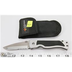 STAINLESS STEEL LOCKBLADE KNIFE IN POUCH