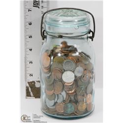 VINTAGE ATLAS E-Z SEAL JAR FULL OF CANADIAN