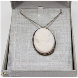 STERLING SILVER CAMEO PENDANT AND CHAIN