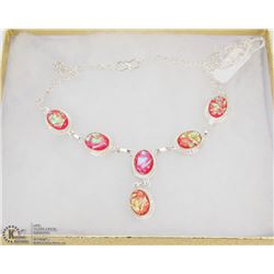 #57-AUSTRALIA FIRE OPAL GEMSTONE NECKLACE