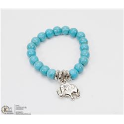 #34-NATURAL BLUE TURQUOISE BEAD ELEPHANT BRACELET