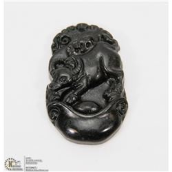 #107-BLACK OBSIDIAN JADE PENDANT CHINESE ZODIAC