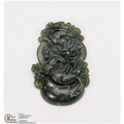 #104-BLACK OBSIDIAN JADE PENDANT CHINESE ZODIAC