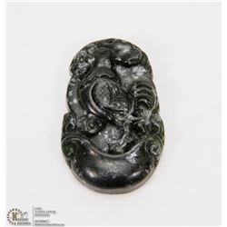 #108-BLACK OBSIDIAN JADE PENDANT CHINESE ZODIAC