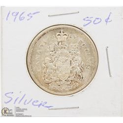 1965 CANADIAN SILVER 50 CENT COIN