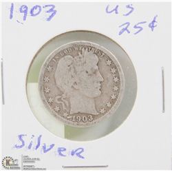 1903 AMERICAN SILVER 25 CENT COIN