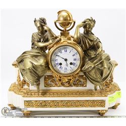 VERY HEAVY VINTAGE AUDIFFRET MANTLE CLOCK WITH