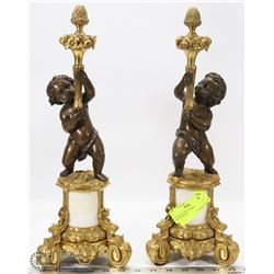 2 VINTAGE HEAVY BRASS CHERUB DECOR PIECES