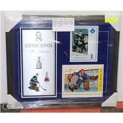 OVERSIZE JOHNNY BOWER AUTOGRAPHED ROOKIE CARD