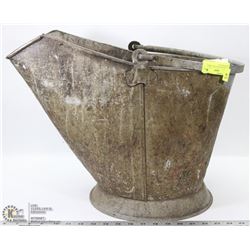 ANTIQUE COAL SCUTTLE , WELL USED, NEEDS NO