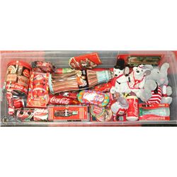 LOT OF COCA COLA COLLECTIBLES INCL POSTER, BOTTLE,