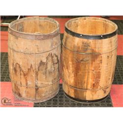 2 ANTIQUE WOOD NAIL KEGS