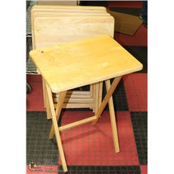 GROUP OF 5 SOLID WOOD TV TRAYS