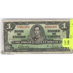 1937 CANADIAN $1 BILL.