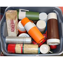 TOTE OF VINTAGE THERMOSES