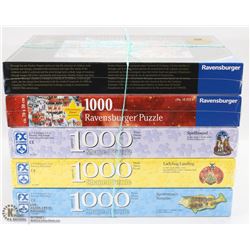 LOT OF 5 NEW RAVENSBURGER 1000PC PUZZLES