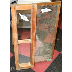 PAIR OF WOOD FRAMED MIRROR PANELS