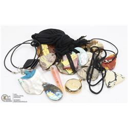 LOT OF 13 ASSORTED STONE & OTHER PENDANTS