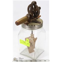 VINTAGE CHURN WITH GLASS BASE