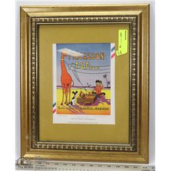 FRENCH CARTOON ADVERTISMENT FRAMED PICTURE